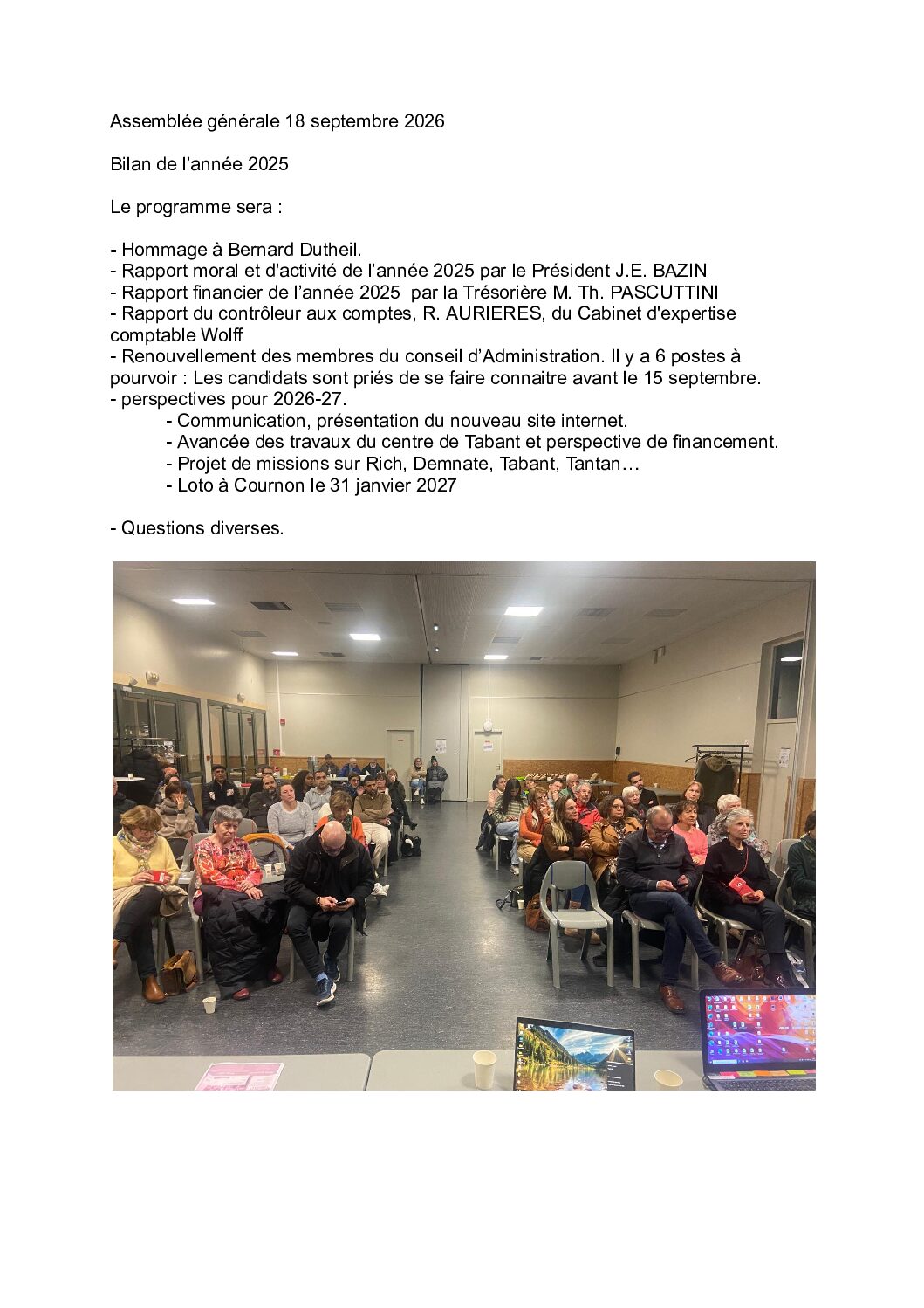 Affiche officielle Assemblée Générale AMDAM 2026
